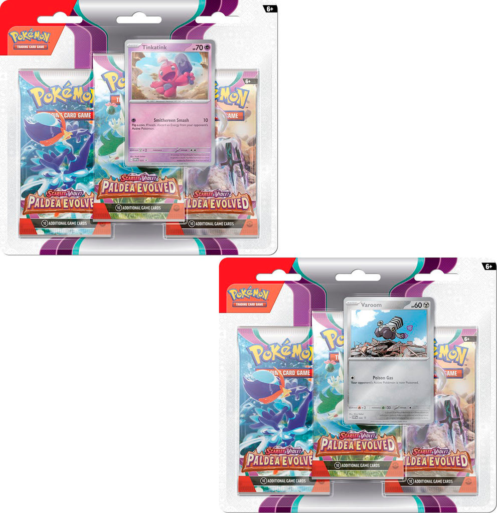 Pokemon TCG SV2 Paldea Evolved 3 Pack Blister Booster Pack | HobbyX Store | Pokemon TCG SV2 Paldea Evolved 3 Pack Blister Booster Pack | HobbyX Store |